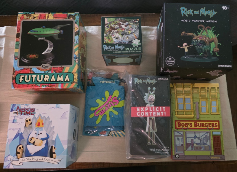 Loot Crate Lot Of 7 Items - Futurama, Adventure Time, Rick and Morty, Bob's NEW