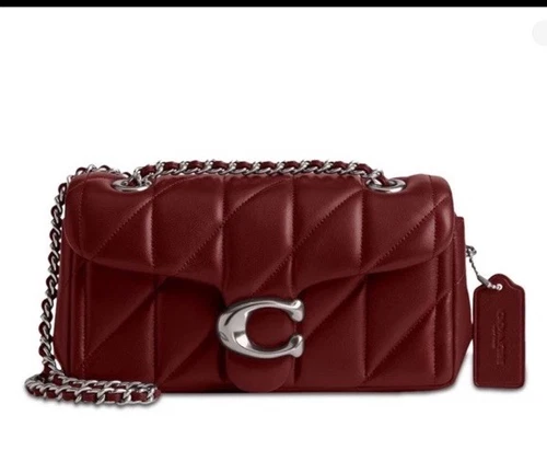 Coach Tabby  Silver /Dark ruby Shoulder Bag 20 With Pillow Quilting NWT