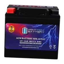  MM-Auxiliary Battery 12V 12Ah, 20RC, 200 CCA Rechargeable AGM Car Battery AUX12