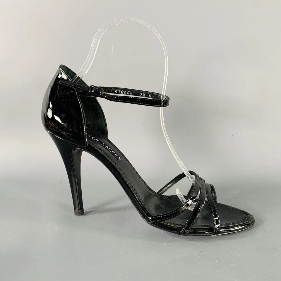 Sandalias Ralph Lauren con tiras de charol negro talla 7,5 Foto 2 de 4