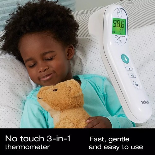 Braun NO TOUCH DIGITAL 3-IN-1 THERMOMETER for INFANTS CHILDREN ADULTS Quick Easy - Picture 3 of 8
