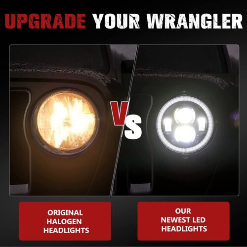 Wrangler JL 9” Inch LED Headlights with Halo DRL,Pair Round Headlamp with DRL - Picture 2 of 8