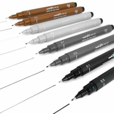 Uni Ball PIN Fine Line Water-proof & Fade-proof Archival Ink Drawing Pens