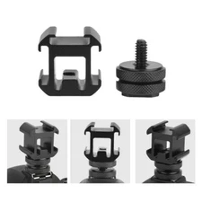 3in1 Triple Cold Shoe Mount 3-Side Gimbal Adapter for Light LED Monitors Mic LCD