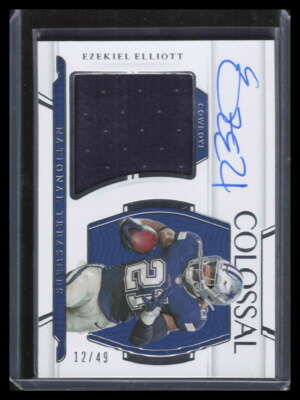 2021 National Treasures Colossal Signatures Ezekiel Elliott Jersey Auto 12/49