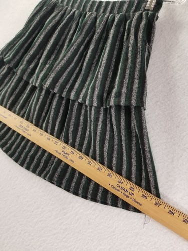 Zara Girls Tiered Skirt Girls Size 11/12 Striped Green Gray Black Knee Length - Picture 12 of 12