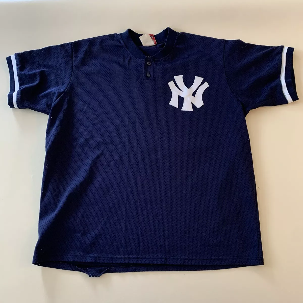 Vintage 90s New York Yankees Mesh Navy Blue Blank Jersey XL