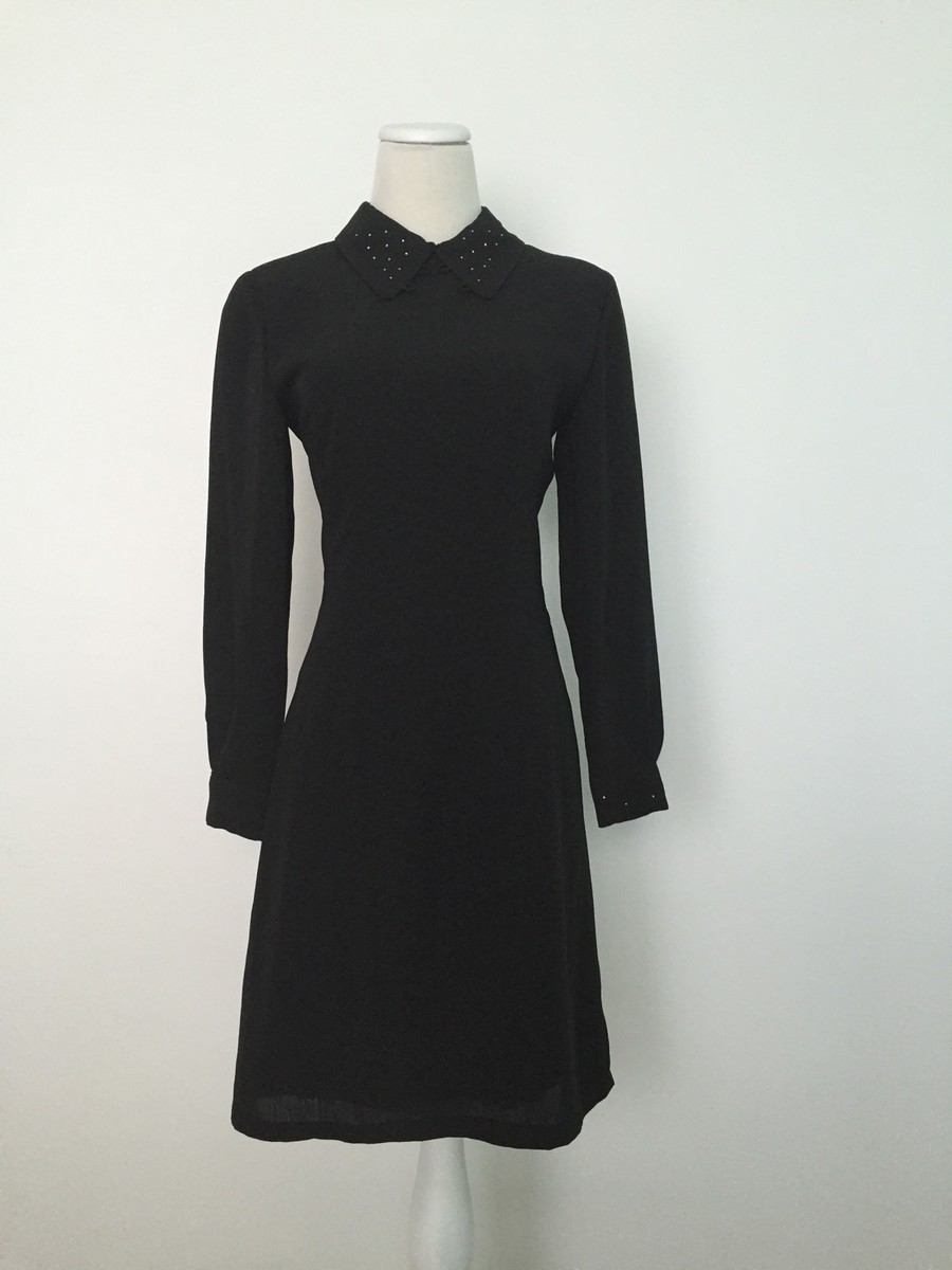 black long sleeve dress with shoulder pads Black Long Sleeve Mini Dress with Shoulder Pads