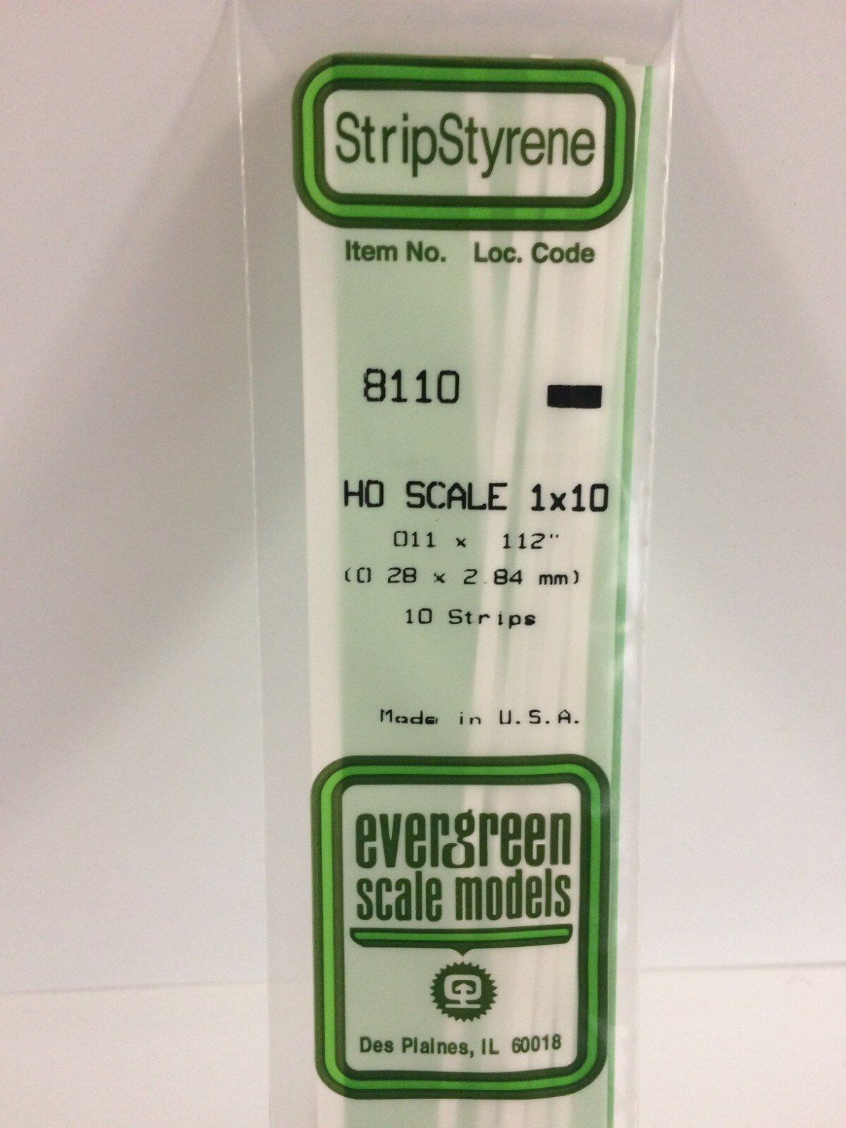 Evergreen EV8110 Listello in scala HO 0,3x2,8x350mm (10pz) modellismo