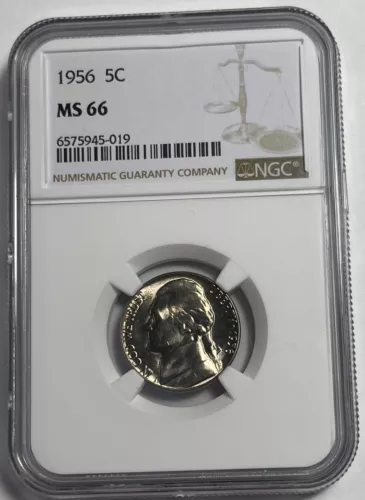 1956 Jefferson  5C NGC MS66 (#18029) nice flashy coin. Fresh holder.