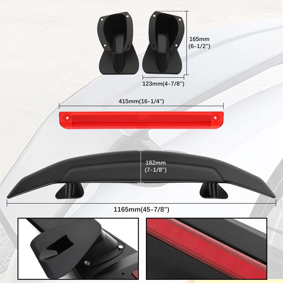 For Lincoln MKZ 4-Door Matte 47" Rear Trunk GT-Style Racing Spoiler Tail Wing - Image 4 of 4