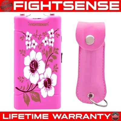 FIGHTSENSE Mini Stun Gun and Pepper Spray for Self Defense -Extremely Powerful Pink