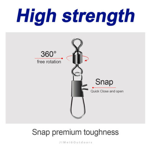 9KM Interlock Snap Rolling Swivel 50Pcs Stainless Steel Fishing Cross Lock Snaps - Picture 5 of 22