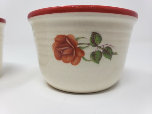 Vintage "BAKE OVEN" Brand Baking/Ramekin CUPS (Lot of 3) Rose Pattern - Imagen 2 de 10