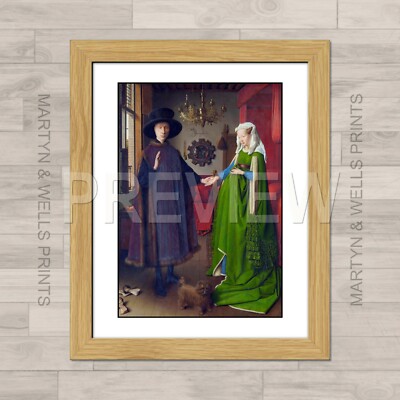 Jan van Eyck gerahmter Druck: Das Arnolfini Hochzeitsportrait. Strukturleinwandpapier