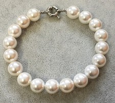 Bracciale Braccialetto Donna Perle Naturale,Bianco ,Perla ,Conchiglia, 6,8,10mm