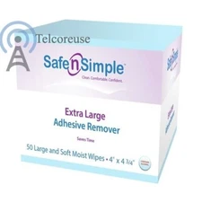 Safe N Simple EXTRA LARGE Adhesive Remover  4" x 4 3/4" Wipes, 50 Per Box