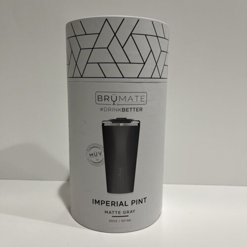 Brümate Imperial Pint-20 oz 100% Leak Proof Insulated Tumbler w/ Lid, Matte Gray - Picture 1 of 8