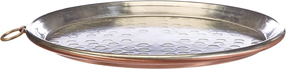 Tortiera Agnelli Rame per Farinata Martellata con Orlo,diametro 30 cm h 3 cm - Immagine 2 di 4