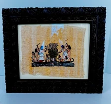 Framed Egyptian Hand-Painted Art on Papyrus  Harvest 13” X 11”
