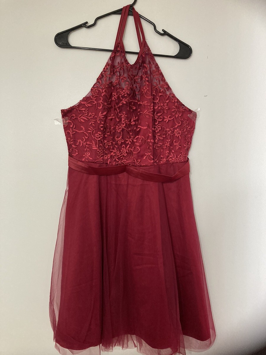 Cute Women Red Lace Dress With Braces Size XL | eBay