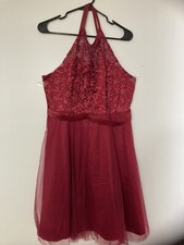 Cute Women Red Lace Dress With Braces Size XL
