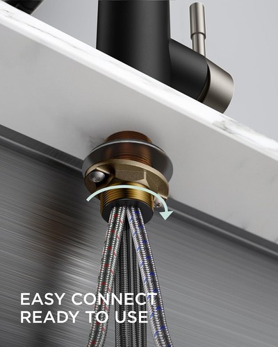 Elegant Black Brushed Pull Down Kitchen Faucet with Dual Sprayer Functionality - Picture 8 of 9