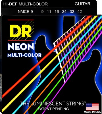 DR Neon Gitarrensaiten NMCE-9 Guitar Strings Multi Colour lite .009 - .042