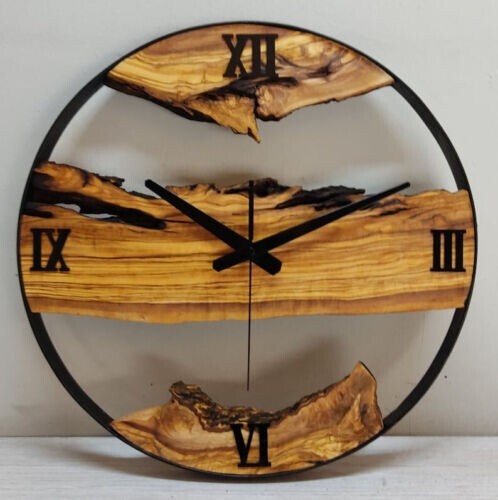 Neu Stylish Aussehend Olivenholz Wanduhr Holz Handmade Heim