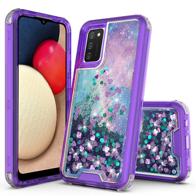 For Samsung Galaxy A52 3in1 Hybird Graphic Designed Quicksand Glitter Case 