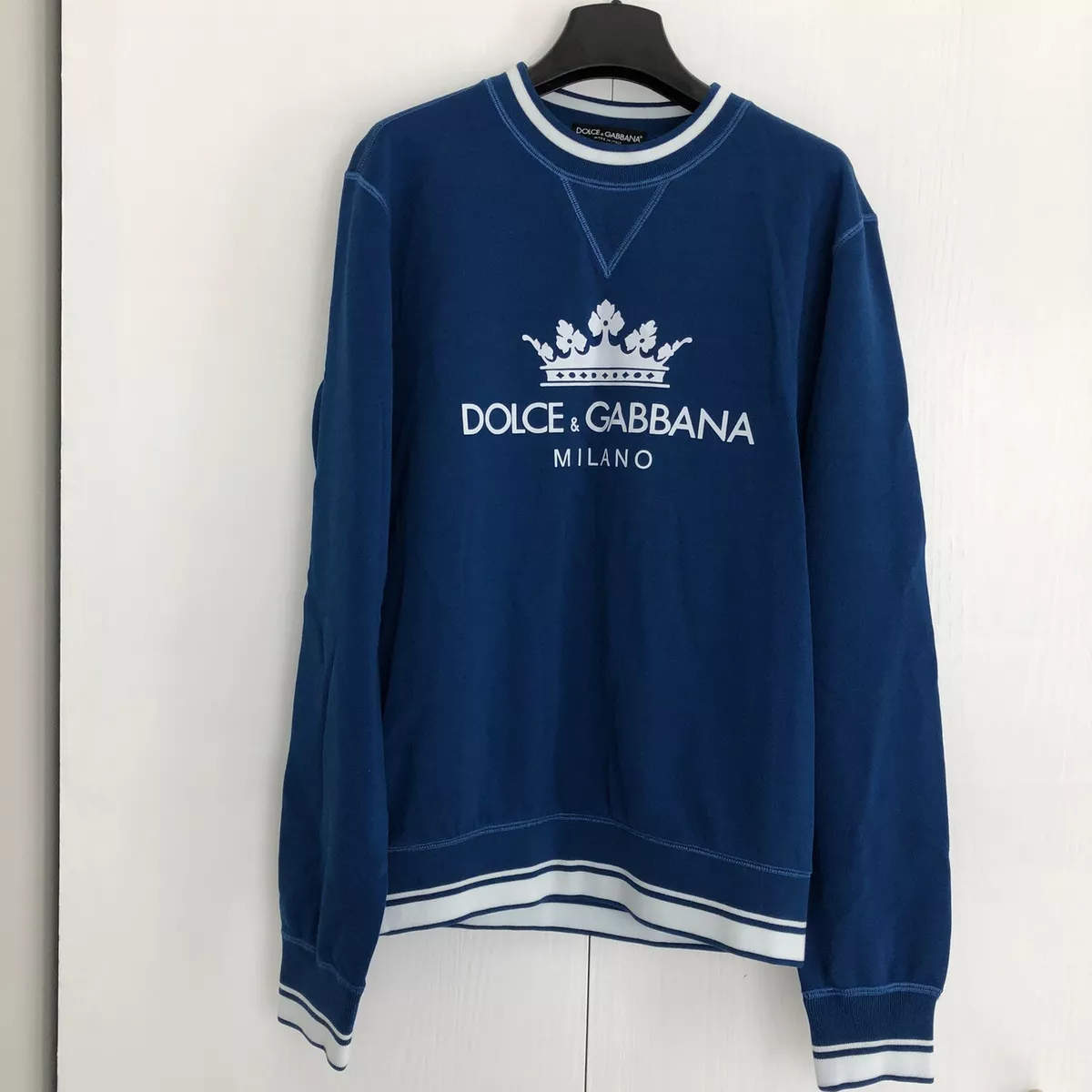 tryk ting Udgående Auth Dolce Gabbana Milano Crown Sweatshirt Blue/ White IT 46 US 4/6 | eBay