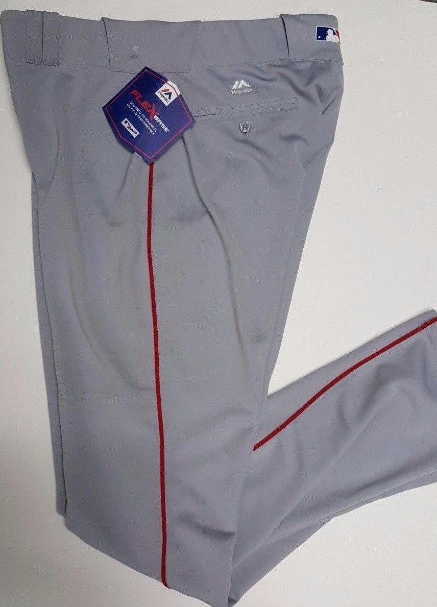 GREY RED AUTHENTIC MAJESTIC BASEBALL PANTS 32 42 WAIST 37 INSEAM