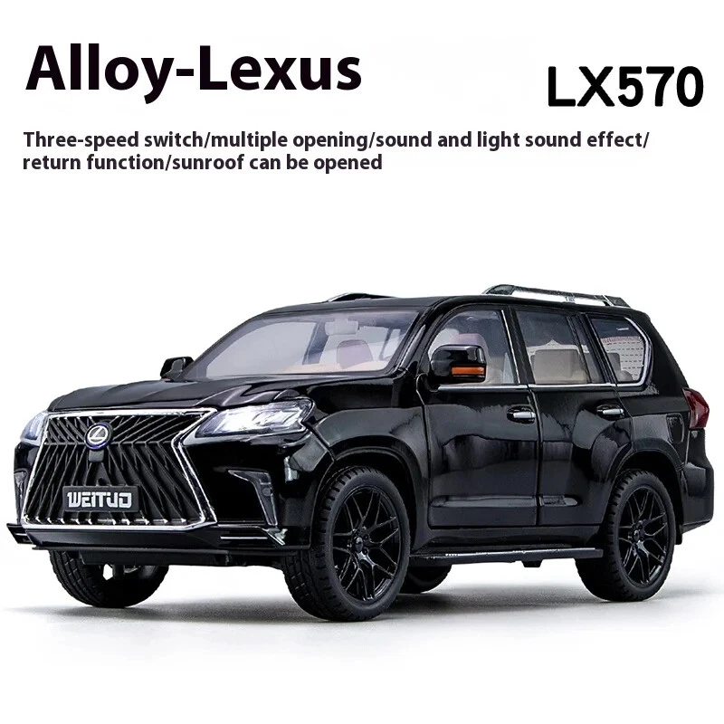 Large 1:18 Lexus LX570 Off-Road SUV Diecast Car Model Sound & Light Kids Gift - Image 3 of 4