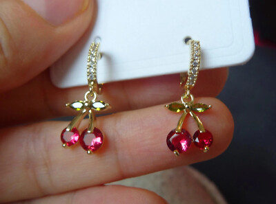 Cherry Kirsche Diamant Creolen Kristall Kirsch Huggies Kirsch Zirkon Hoops Gold