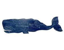 WHALE BLUE WHITE WASH Humpback Whale HUGE Hand Carved Humpback WALL ART Carving