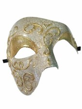 Men's Phantom Gold Gray Large Mardi Gras Masquerade Elegance Mask