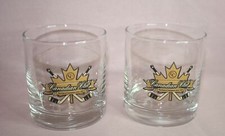CC CANADIAN CLUB THE CLUB OF CHAMPIONS HOCKEY STICKS DRINKING GLASSES GOLD 1858