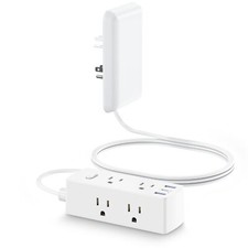 Flat Extension Cord with Outlet Cover, Flat Plug Power Strip with 6 Outlets and