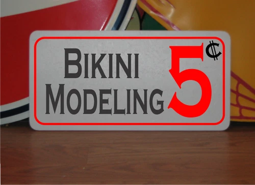 BIKINI MODELING 6"x12" Tin Metal Sign Vintage Style Design Fetish Decor