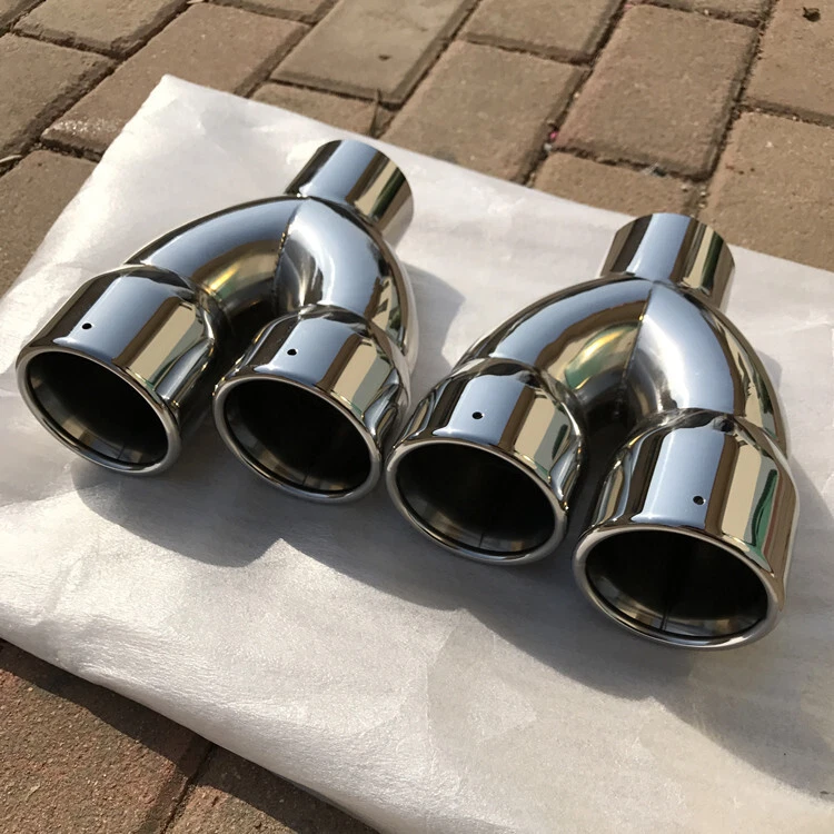 2pcs Exhaust Pipes with Dual Tailpipes for BMW 05-12318i 320i 325 E90 Tips Foto 2 de 4