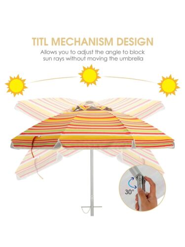 Costway 6.5FT Patio Beach Umbrella Sun Shade Tilt W/Carry Bag,Yellow - Picture 6 of 11