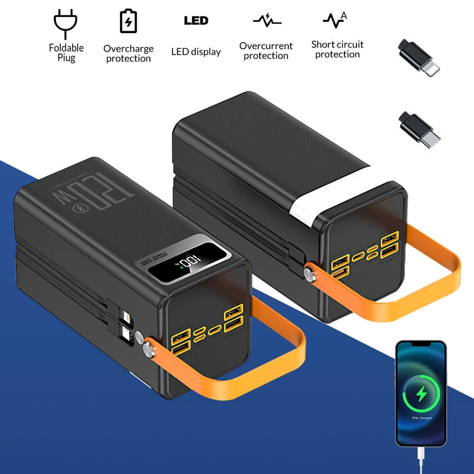 3/6/70000mAh 120W/66W Power Bank Fast Battery Charger Large Capacity For Phone - Image 2 of 4