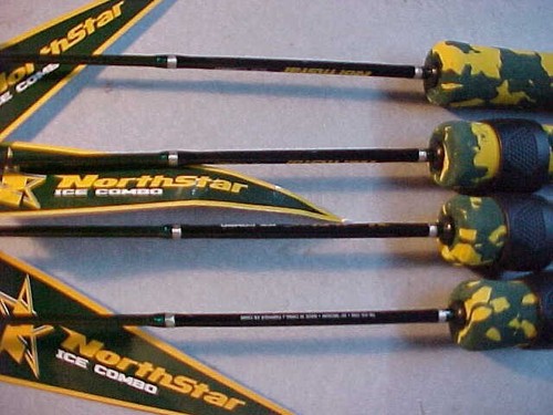 4 NEW northstar 28" Ice Fishing MEDIUM Action kayak ROD JIGS for reel jigs camo - Picture 3 of 6