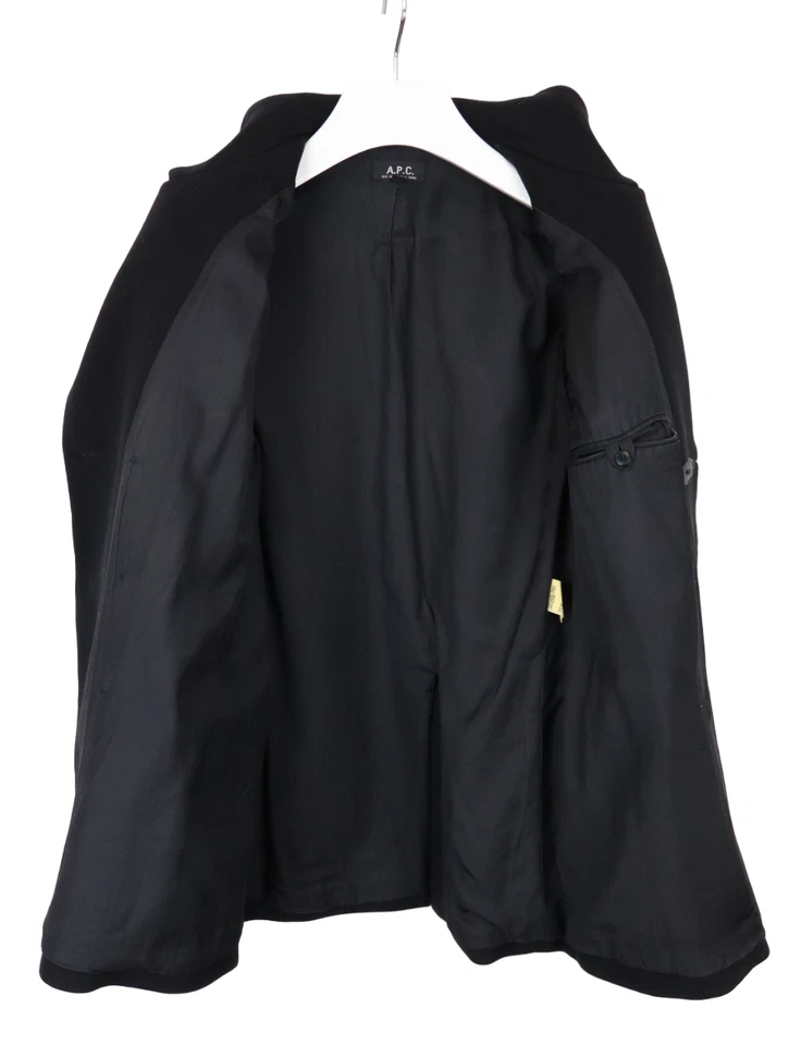 A. P.C.Mantel Damen Klein Zweireihig Wolle Gefüttert Schwarz Knopf - Bild 4 von 4