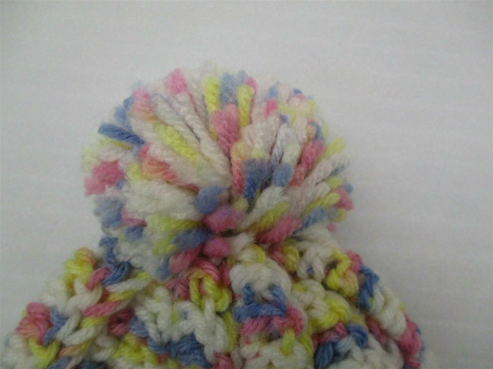 Nuevo HECHO A MANO Sombrero Bebé Niña Invierno Rosa/Amarillo Pom Pom Crochet Gorro  Foto 3 de 4