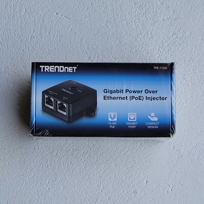   TRENDnet Gigabit Power Over Ethernet (PoE) Injector,  TPE-113GI, New Sealed. 