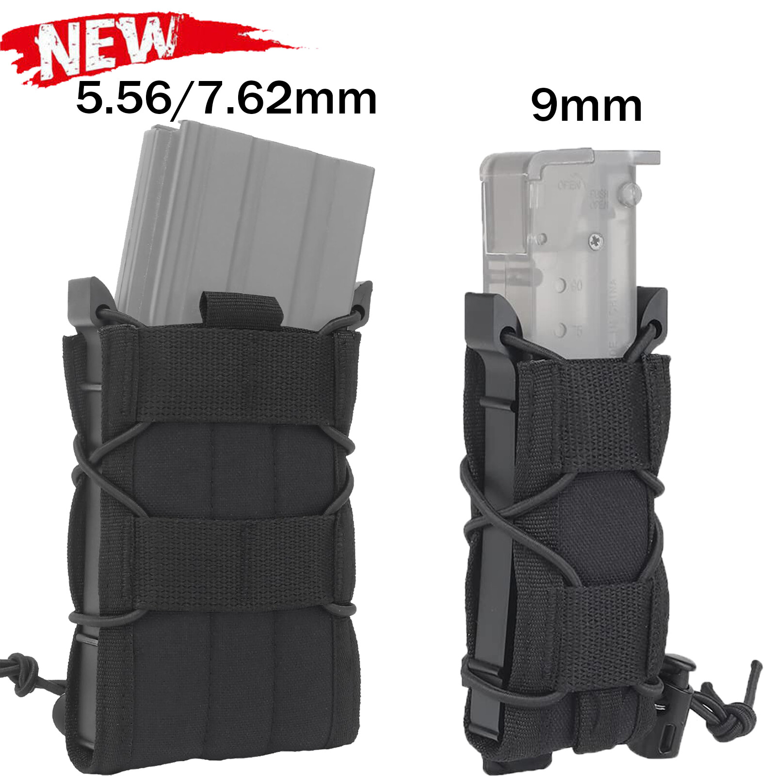 Tactical Molle Mag Pouch Pistol Rifle Double Single Mag Holder for 5.56 7.62 9mm-image