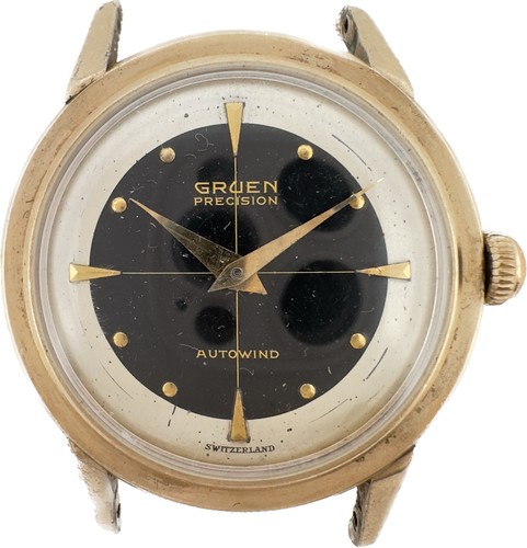 Vintage Gruen Men's Bumper Automatic Wristwatch 460SS-800 w Tuxedo Nipple Dial - 第 1/3 張圖片