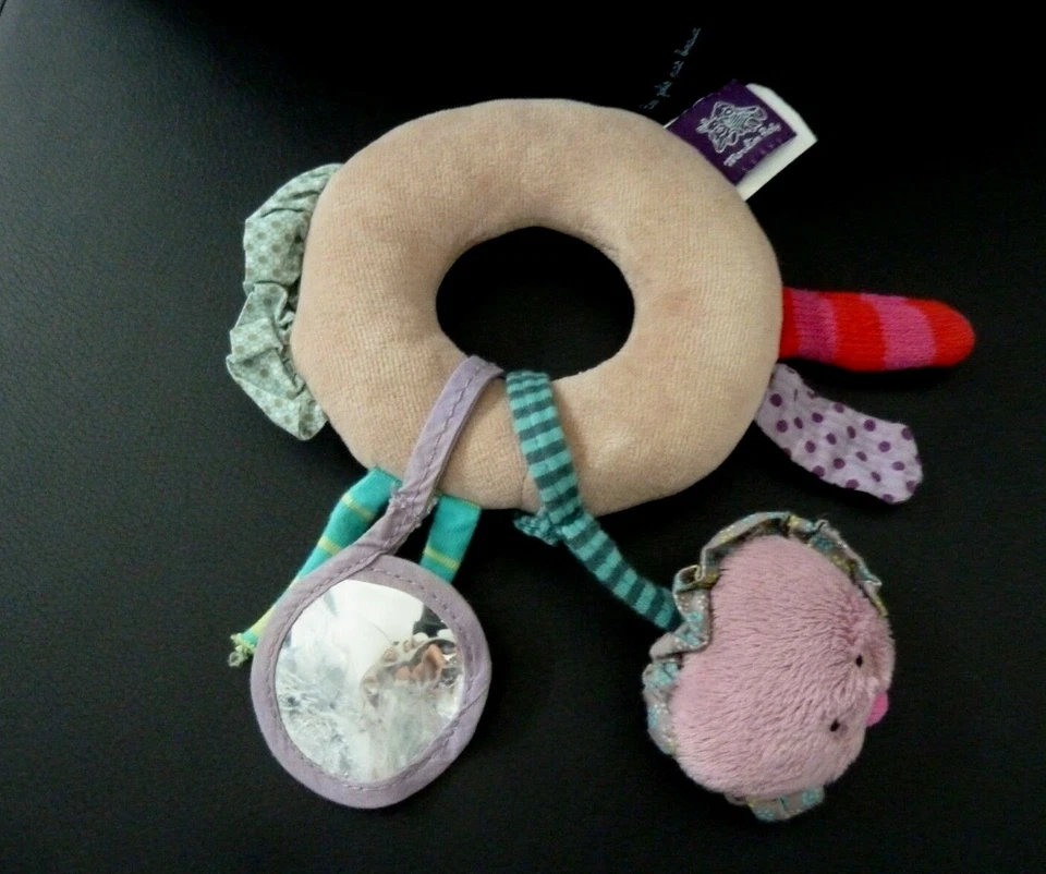 G8. DOUDOU HOCHET ANNEAU MOULIN ROTY les jolis pas beaux..OISEAU MIROIR ROSE TBE - Photo 1/1
