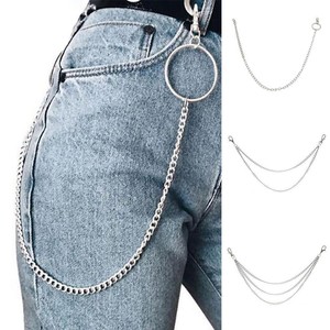 Mens-Women-Silver-Metal-Biker-Rock-Punk-Wallet-Chain-Jeans-Link-Waist-KeyChain